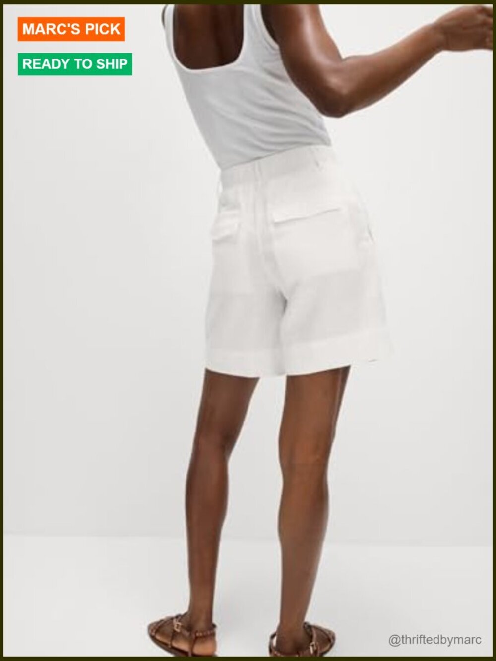 High Waisted Wide Leg Tailored Shorts Linen Cotton Blend Casual Beach Work - Picture 5 of 6